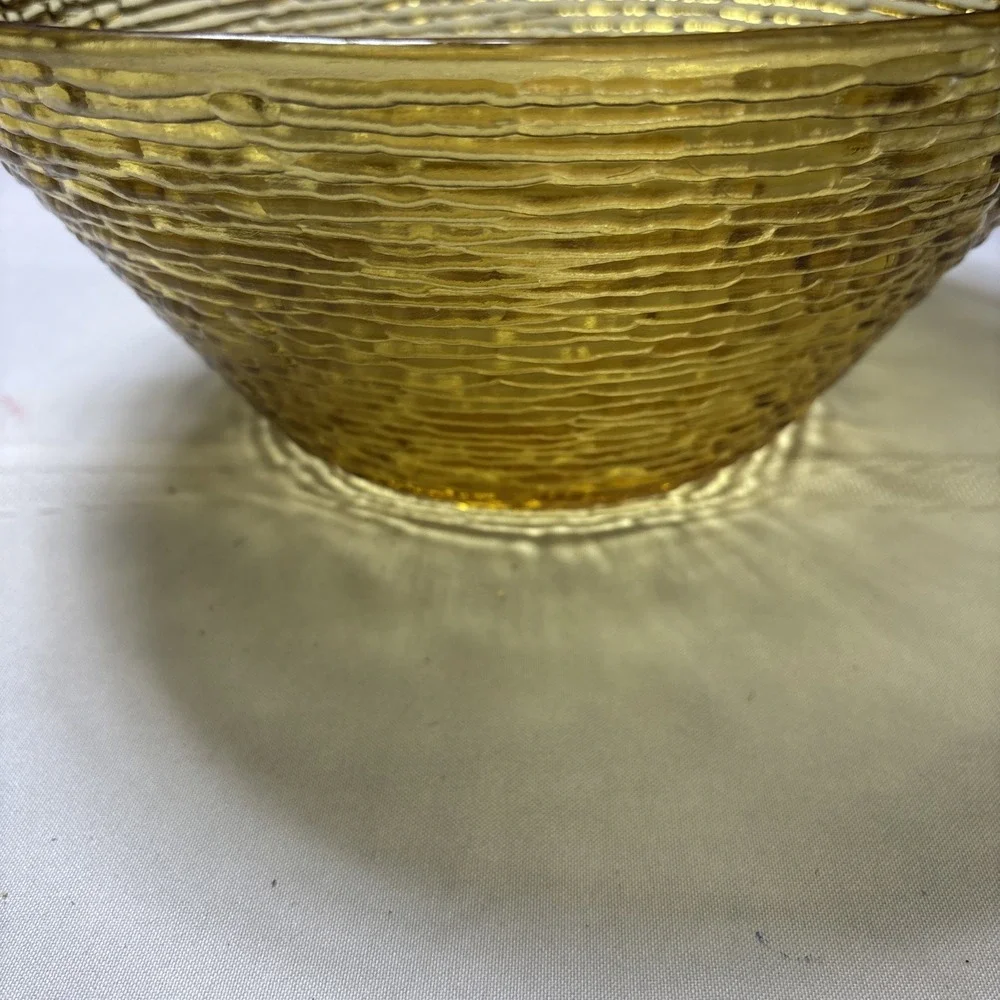 Vintage Anchor Hocking Glass Bowl Gold Amber Soreno Serving Bowl